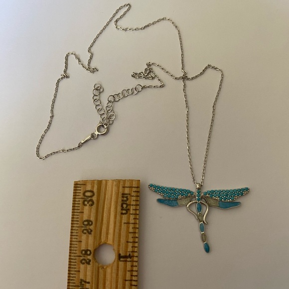 Jewelry - 925 Silver dragonfly necklace turquoise stones